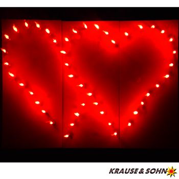 Rotes Doppelherz als Lichterbild zur Hochzeit